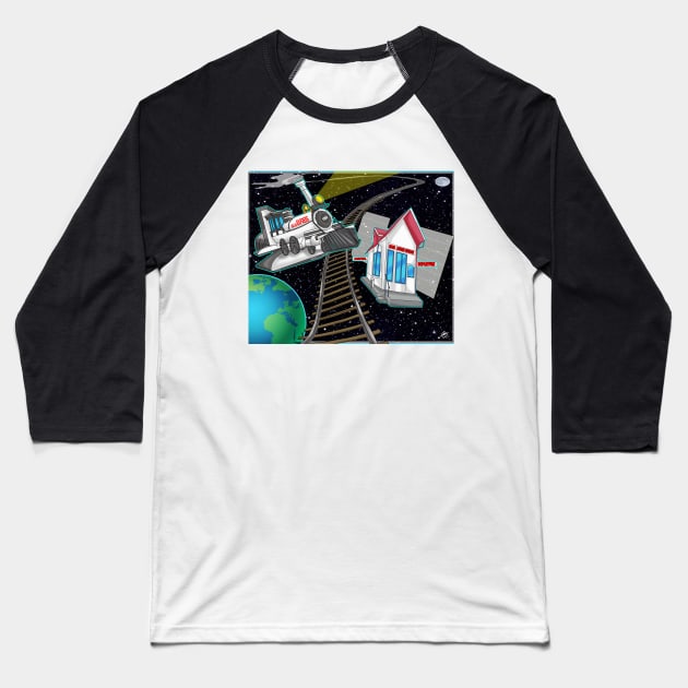 Space Station Baseball T-Shirt by lytebound
